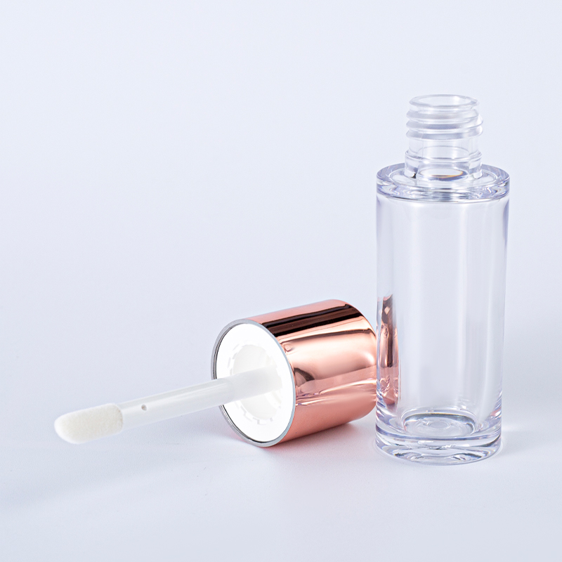  Tubo brillante de labio de oro rosa – Tubo transparente y tapa metálica
