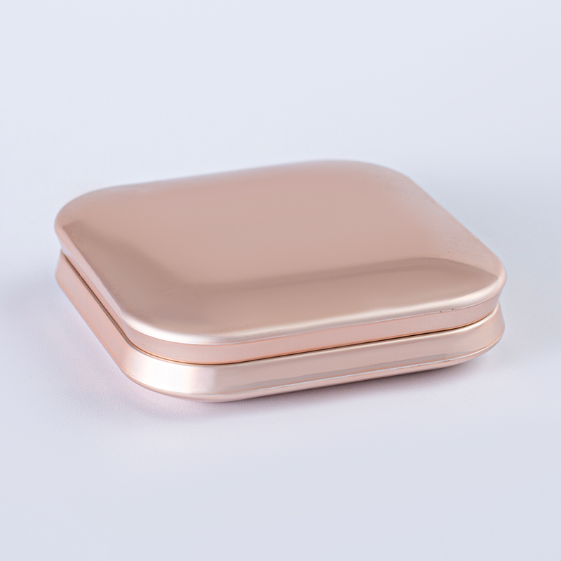 Estuche cuadrado para pólvora de oro rosa