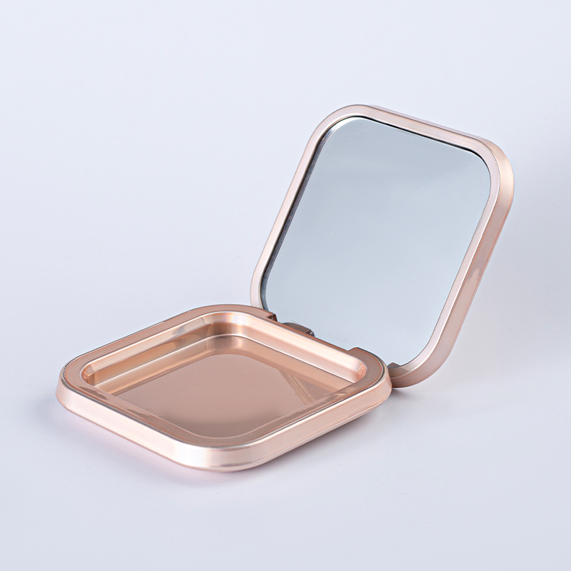 Estuche cuadrado para pólvora de oro rosa
