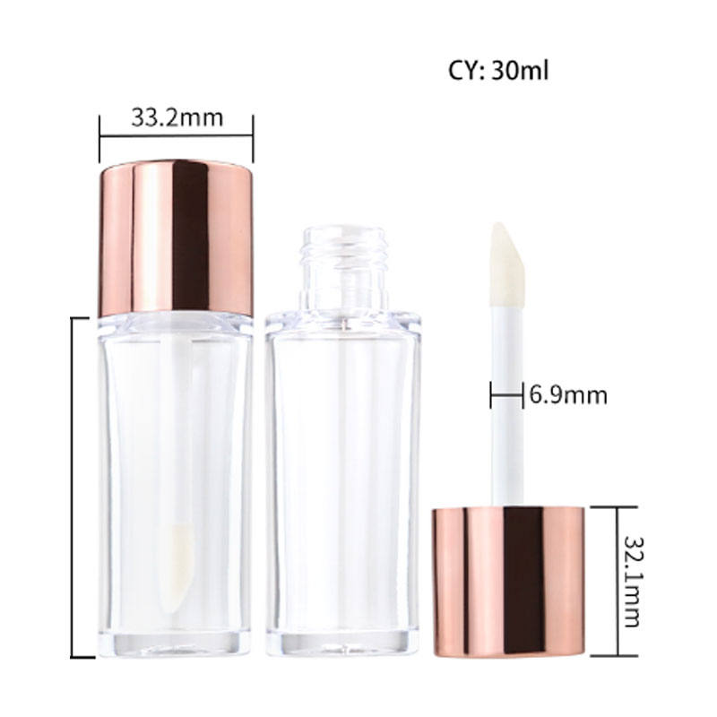  Tubo brillante de labio de oro rosa – Tubo transparente y tapa metálica