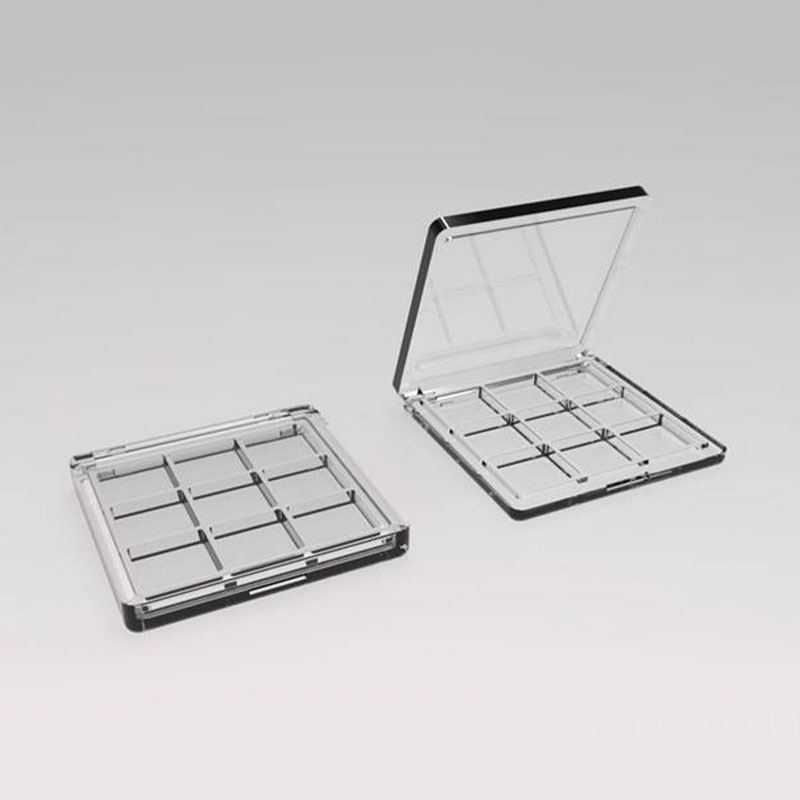 Paleta de sombras de ojos cuadrada transparente de 9 paneles