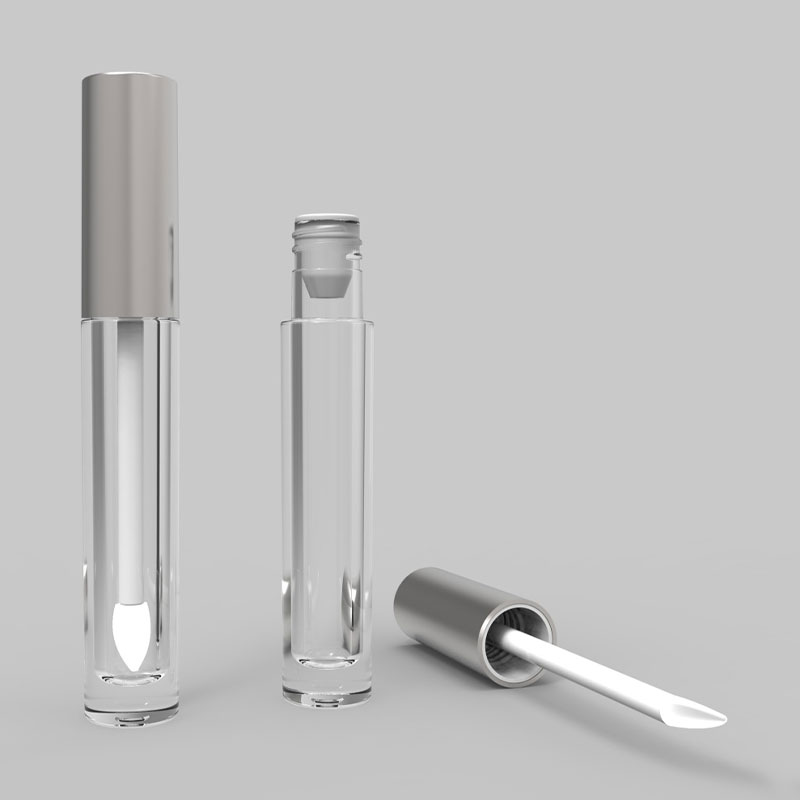 Tubo de brillo labial cilíndrico transparente