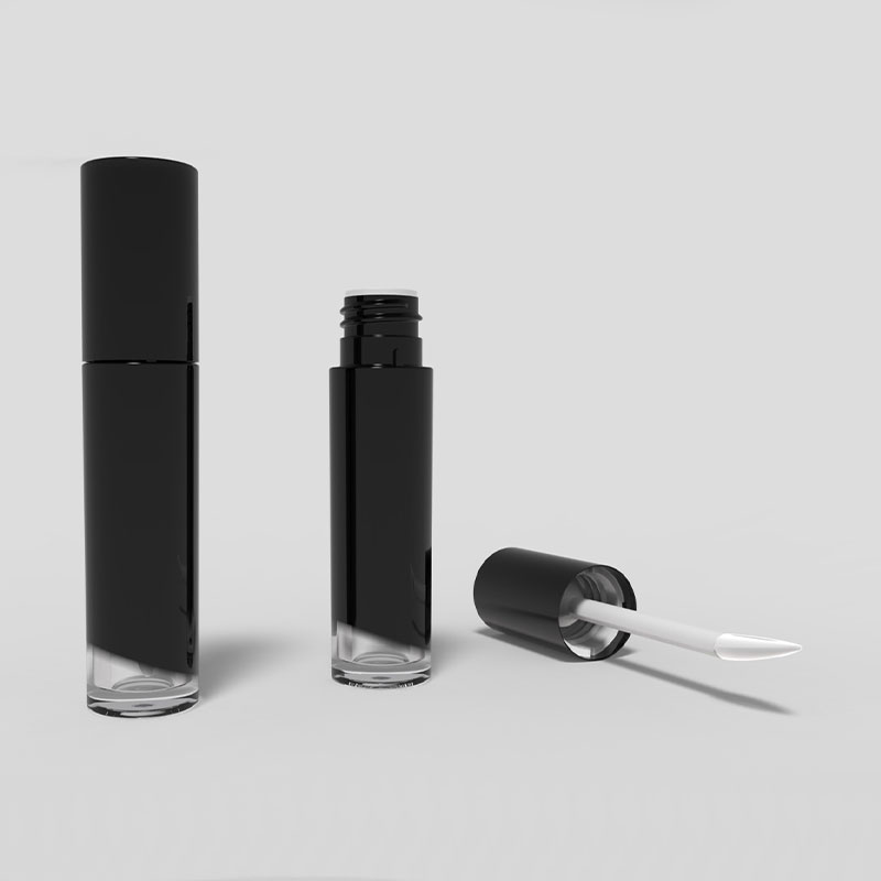 Tubo de brillo labial vacío cilíndrico negro