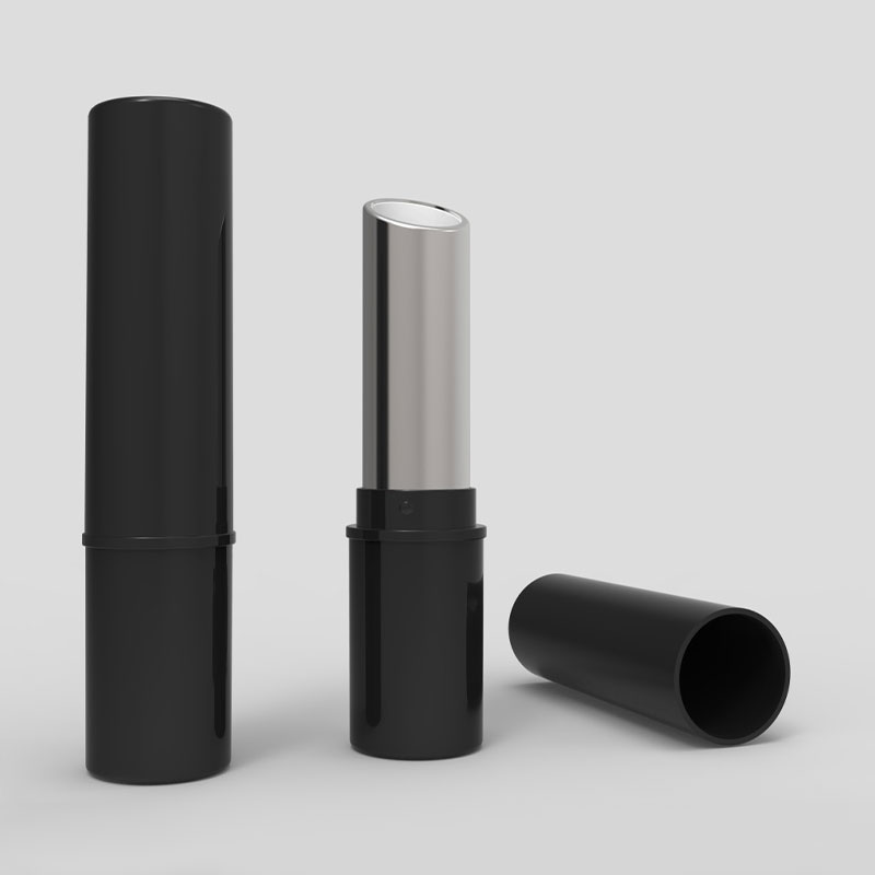Tubo de lápiz labial vacío negro delgado