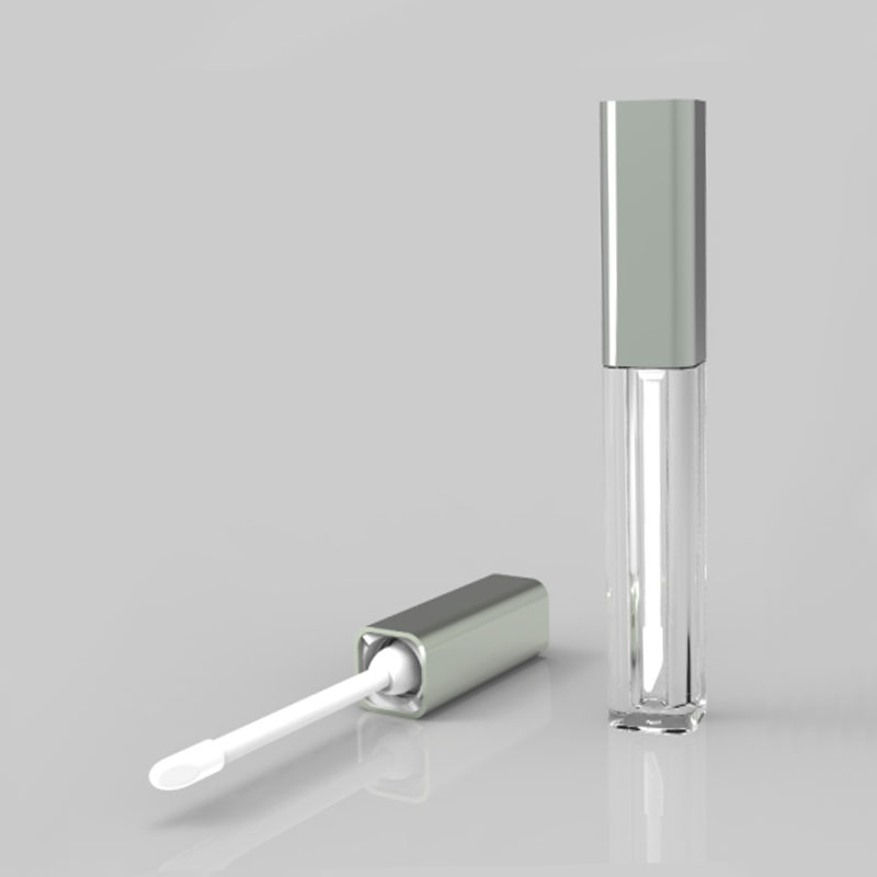 Tubo de brillo labial cuadrado transparente