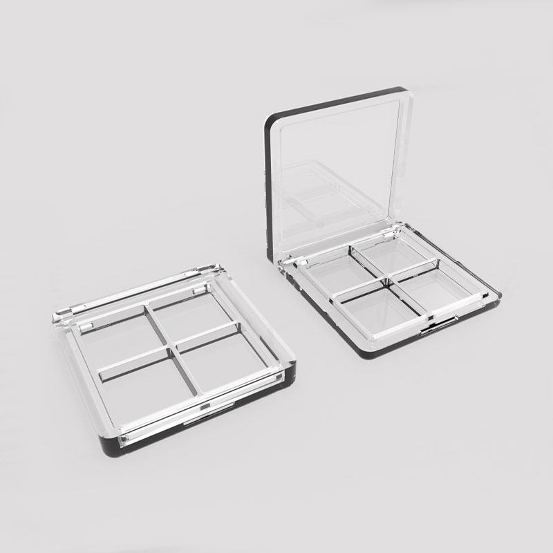 Estuche para sombras de ojos transparente y vacío de 4 rejillas